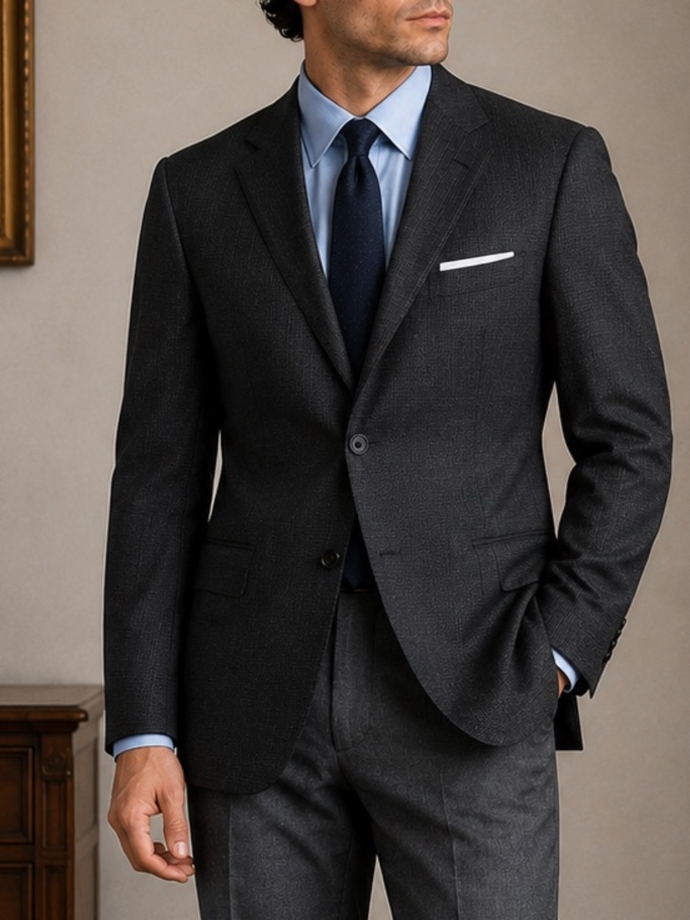 Privé Baroni Super 150’s Wool Blazer Sport Coat 40L gray Made Italy